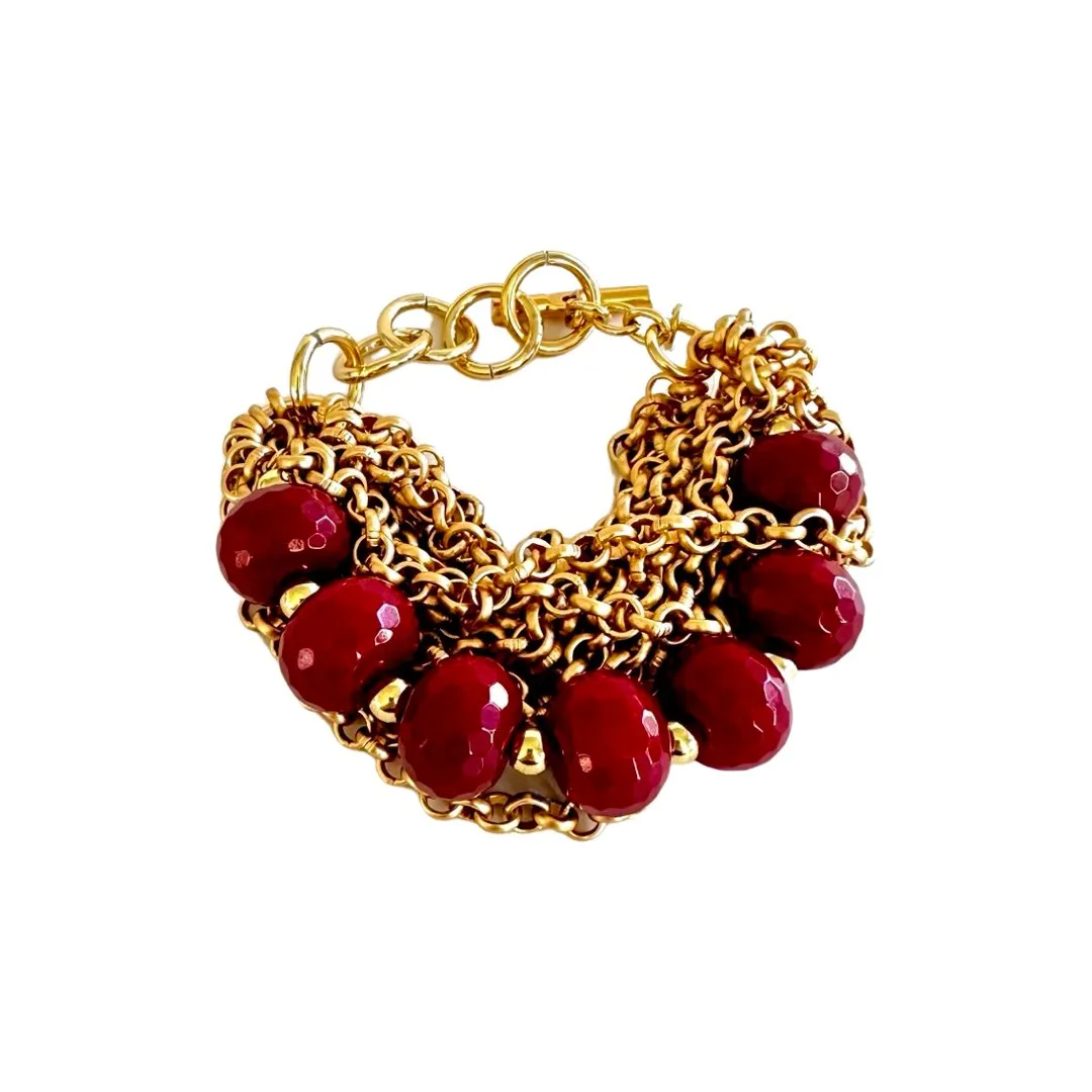 B.E. MULTILAYERED WINE-RED BRACELET