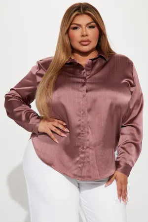 Be My Lover Satin Shirt - Mauve