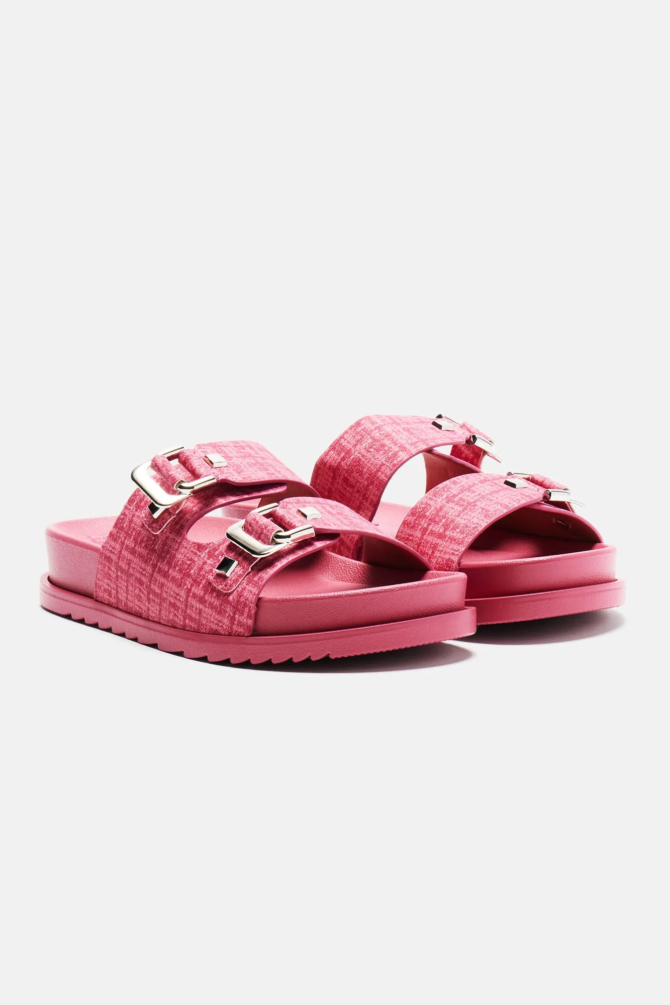 Be Ready Tweed Slides - Pink