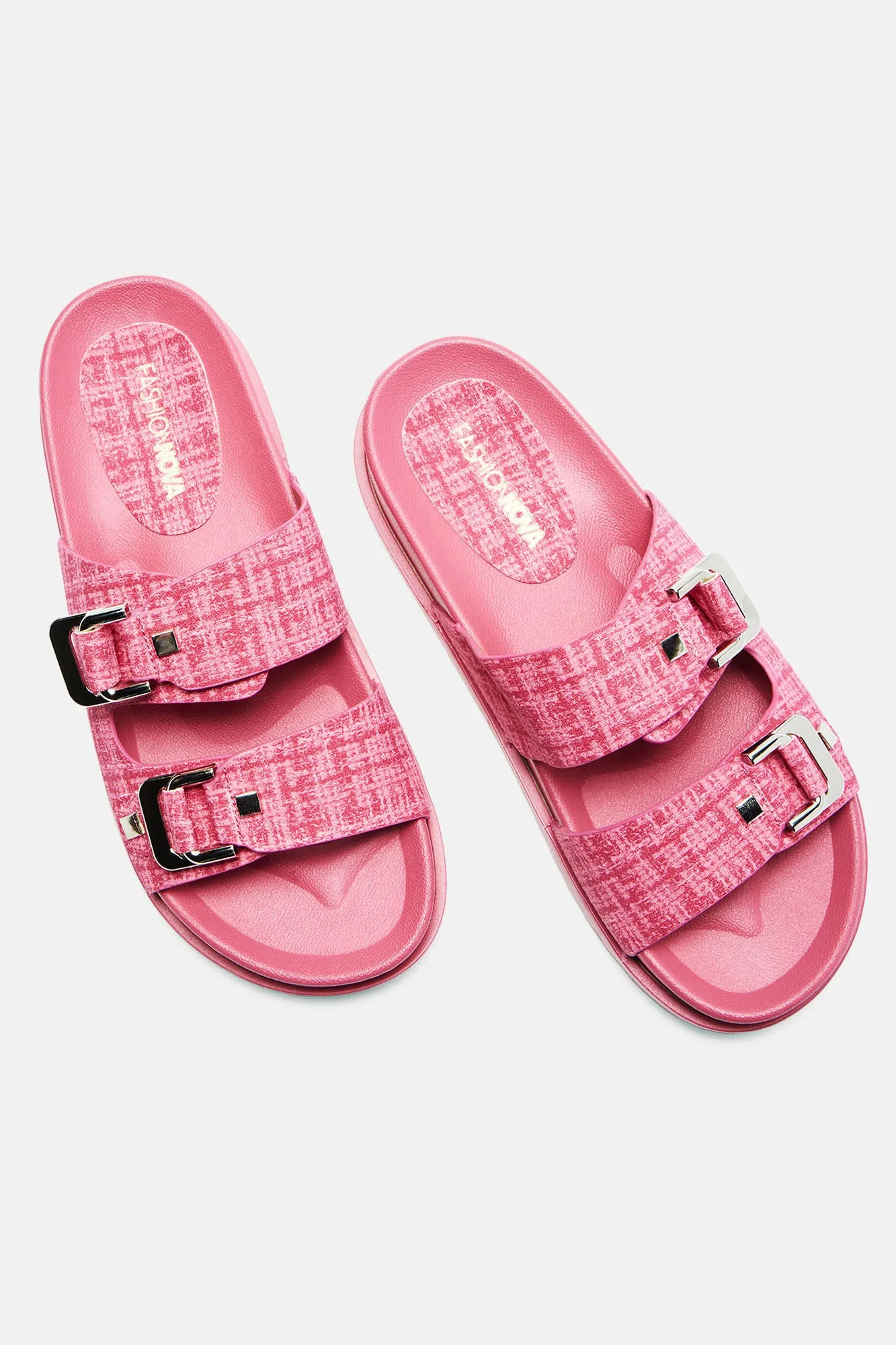 Be Ready Tweed Slides - Pink