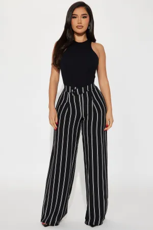 Be Right There Striped Trouser - Black/White