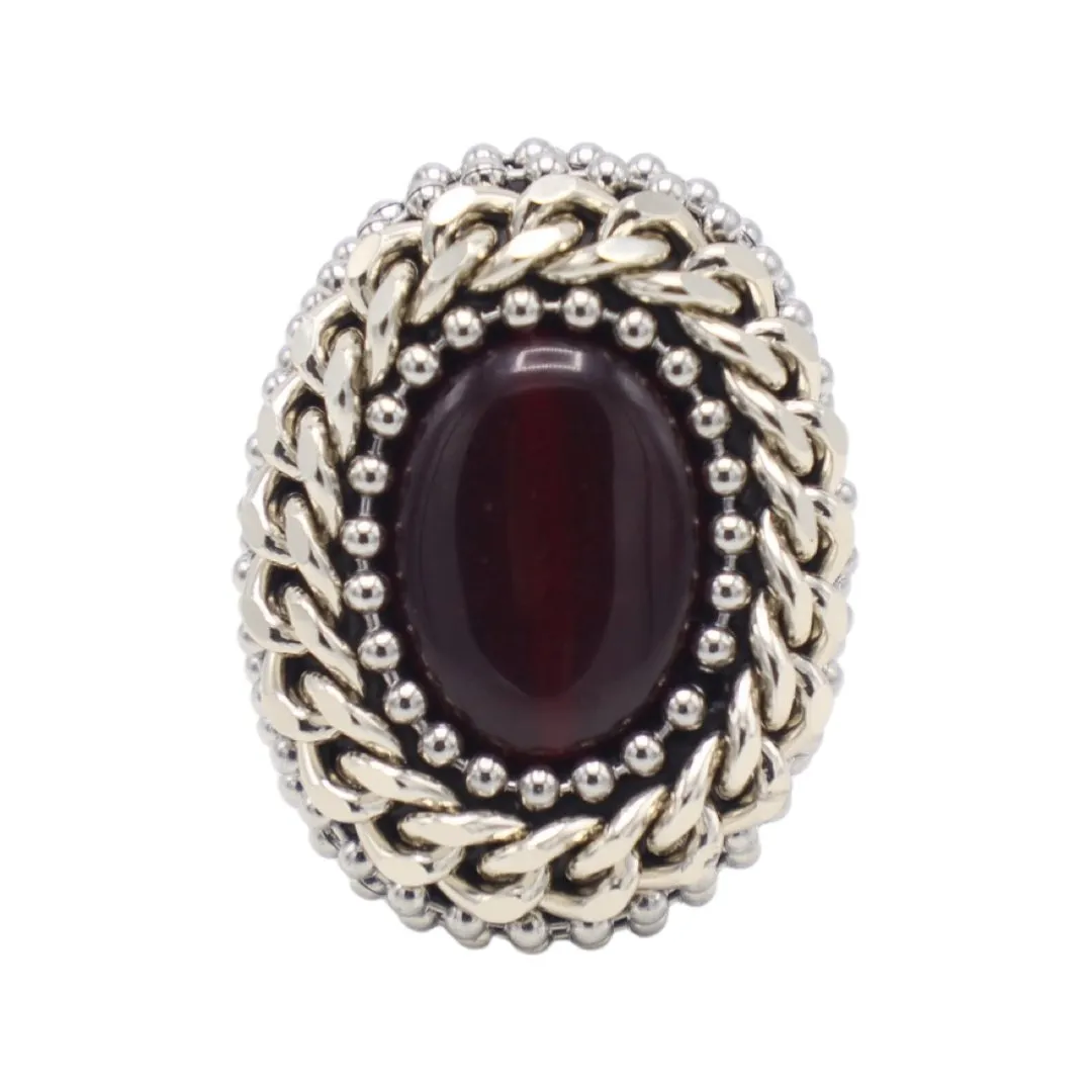 B.E. WINE RED SWAROVSKI CRYSTAL ADJUSTABLE RING