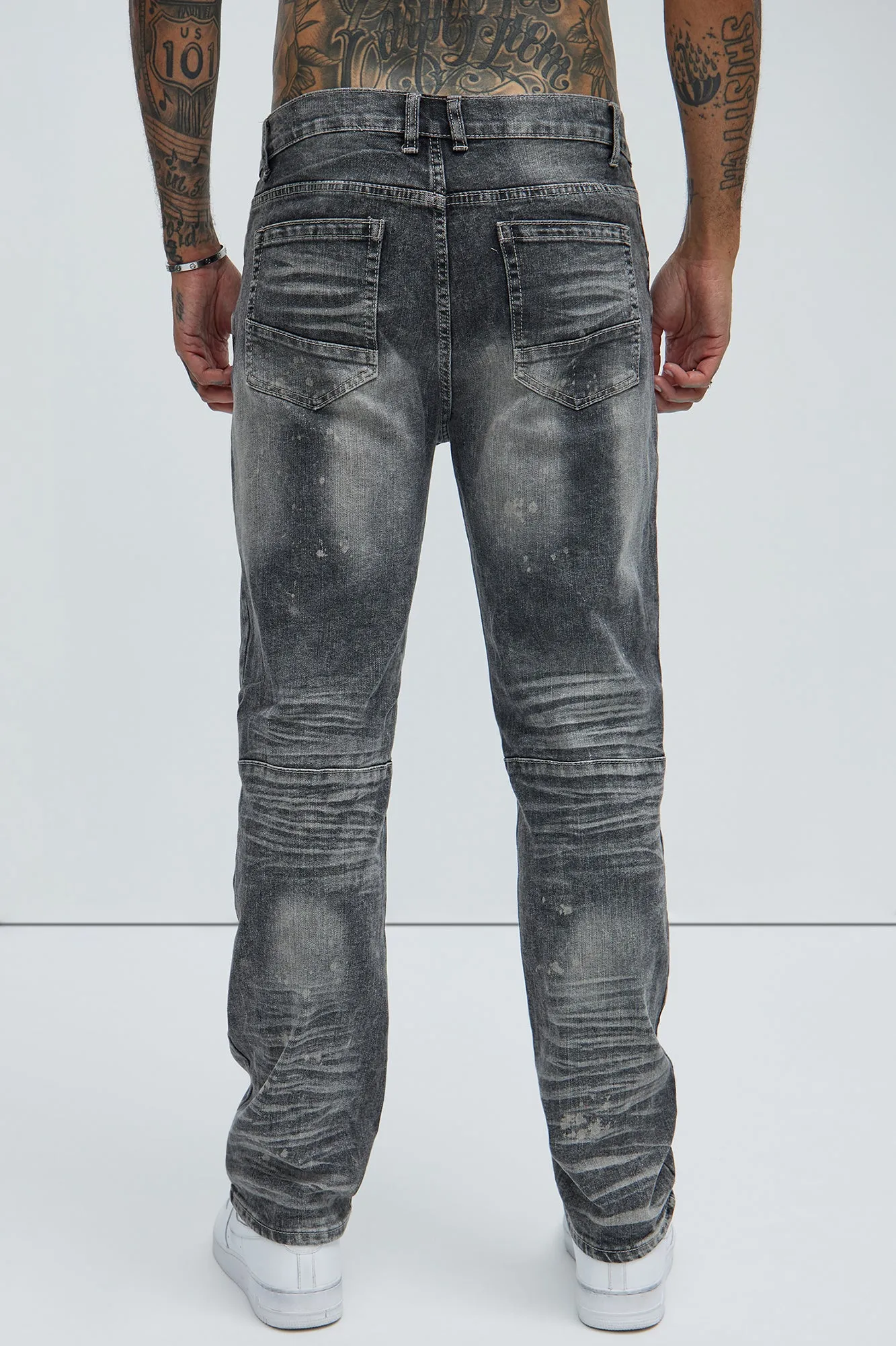 Be With It Distressed Straight Jeans - Grey