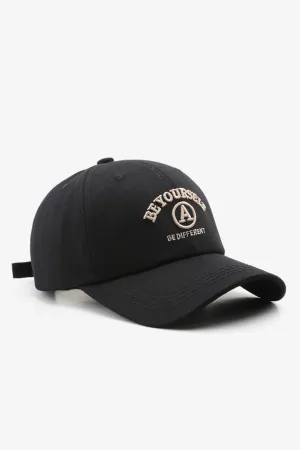 Be Yourself Black Embroidered Casual Cap - S23 - MCP089R