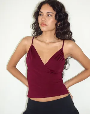 Bea Cross Front Top in Burgundy