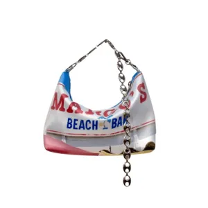 Beach Bar Miami Print Y2K Aesthetic Chain Hand Bag