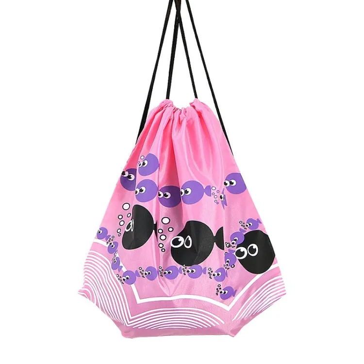 Beach Fitness Swimming Drawstring Waterproof Bag(Pink Fish)