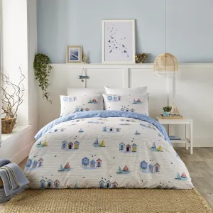 Beach Huts  Duvet Cover Set by Fusion in Blue