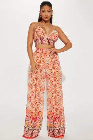 Beach Paradise Pant Set - Orange/combo