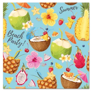 Beach Party Aqua Paper Luncheon Napkins