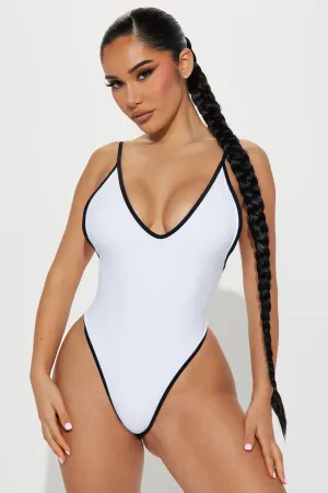 Beach Sports 1 Piece Swimsuit - White/Black