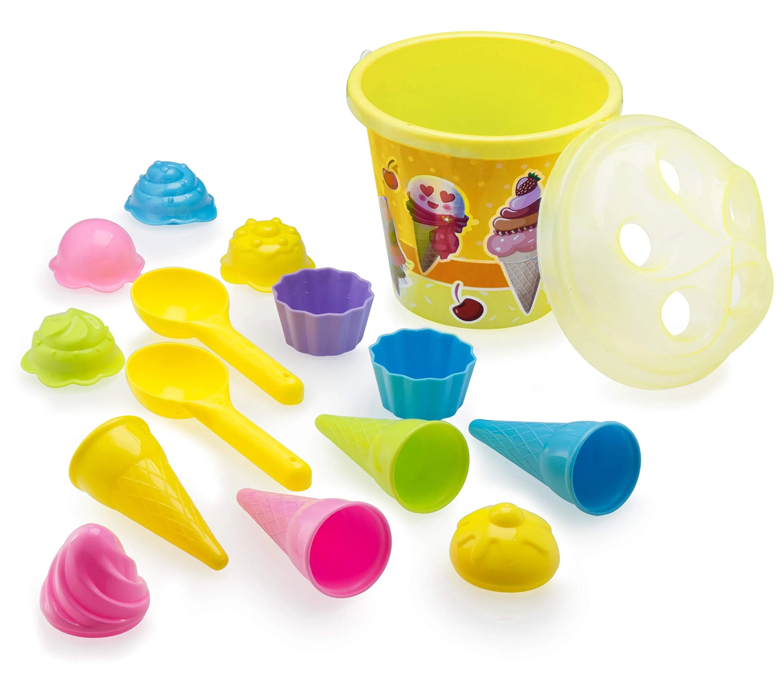 Beach Toys, Sand Toys, 16 Piece Ice Cream Mold Set For Kids 1.5-10 With Large 9" Beach