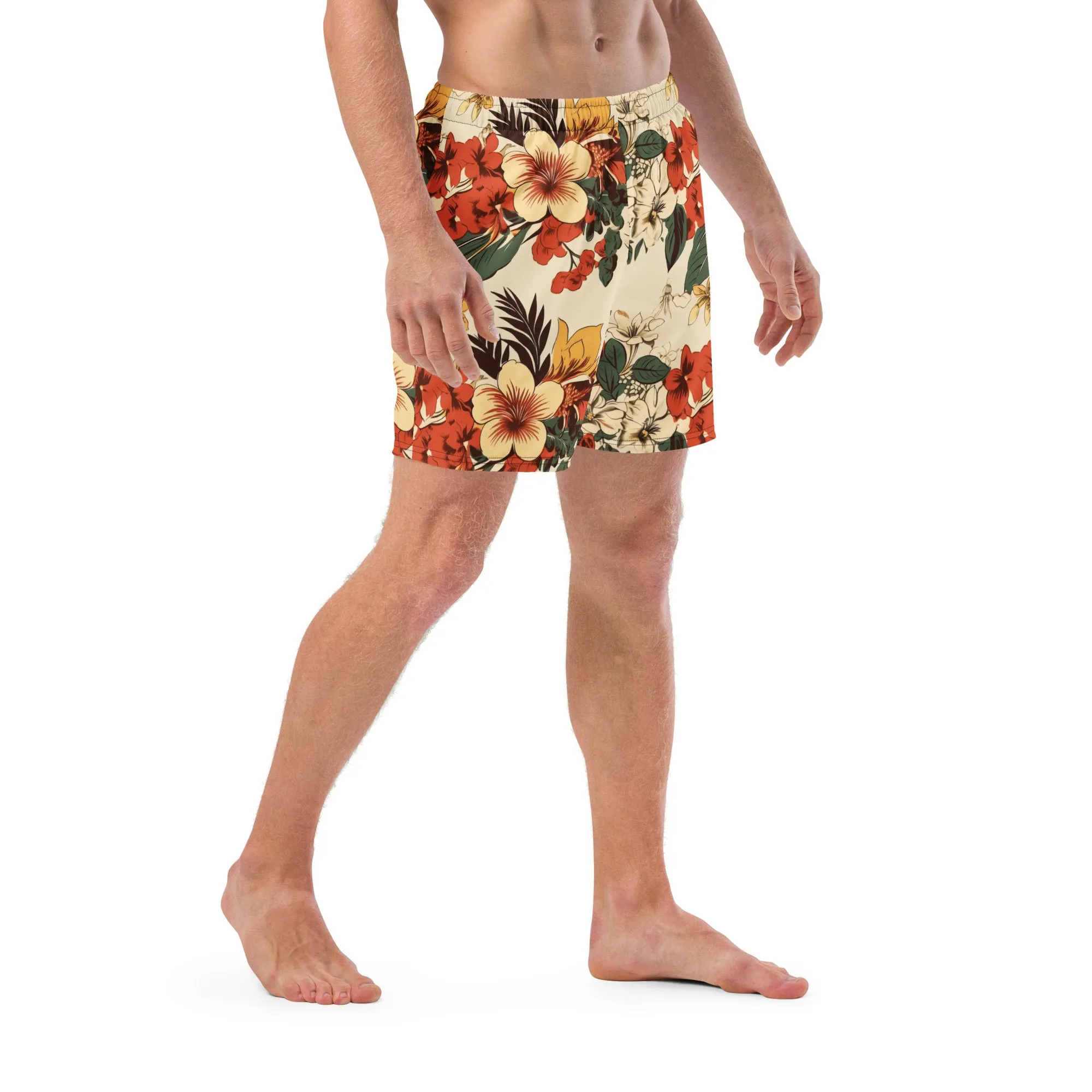 Beachy Bottoms Hawaiian Print Men's Swim Trunks