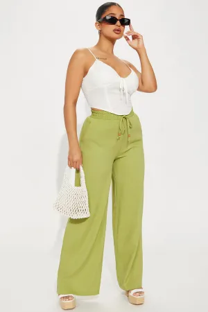 Beachy Days Linen Wide Leg Pant - Olive