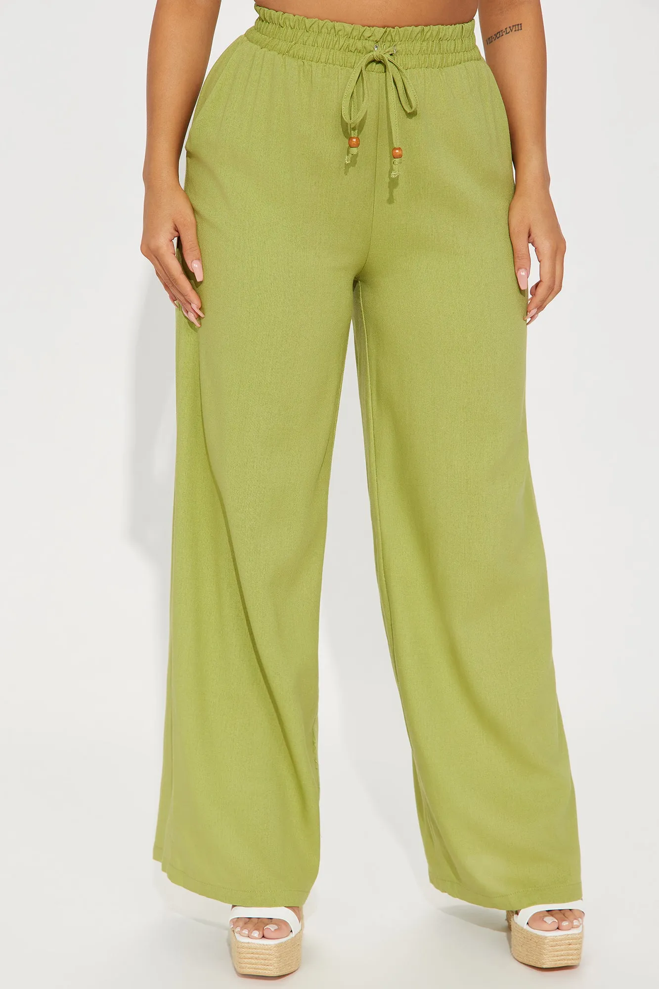 Beachy Days Linen Wide Leg Pant - Olive