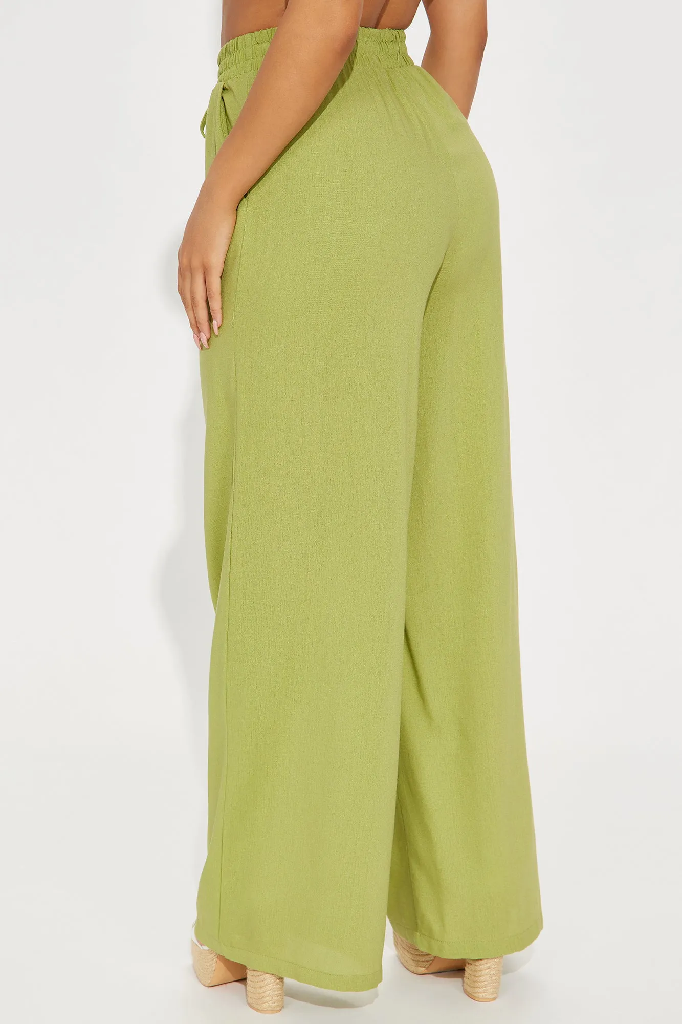 Beachy Days Linen Wide Leg Pant - Olive