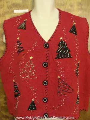 Bead Trees Ugly Festive Xmas Sweater Vest