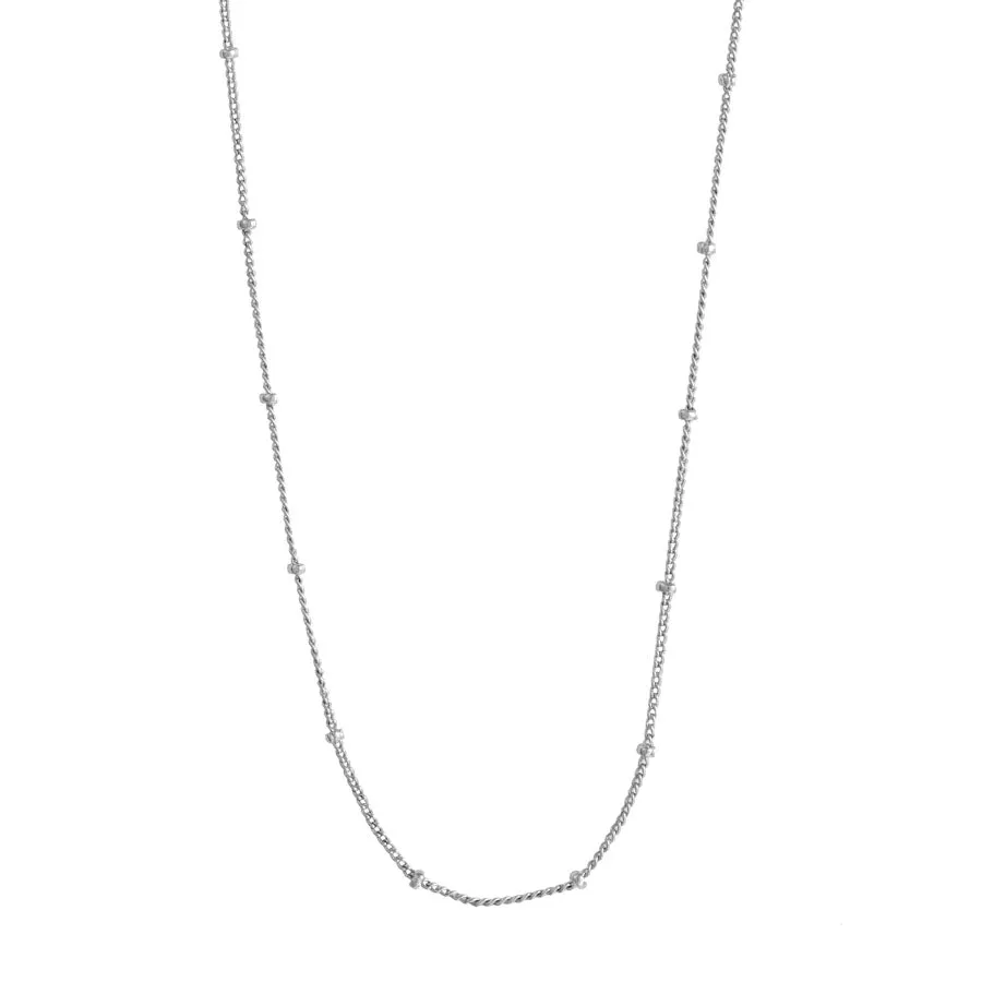 Beaded Chain Silver Necklace