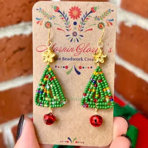 Beaded Christmas Tree Earrings