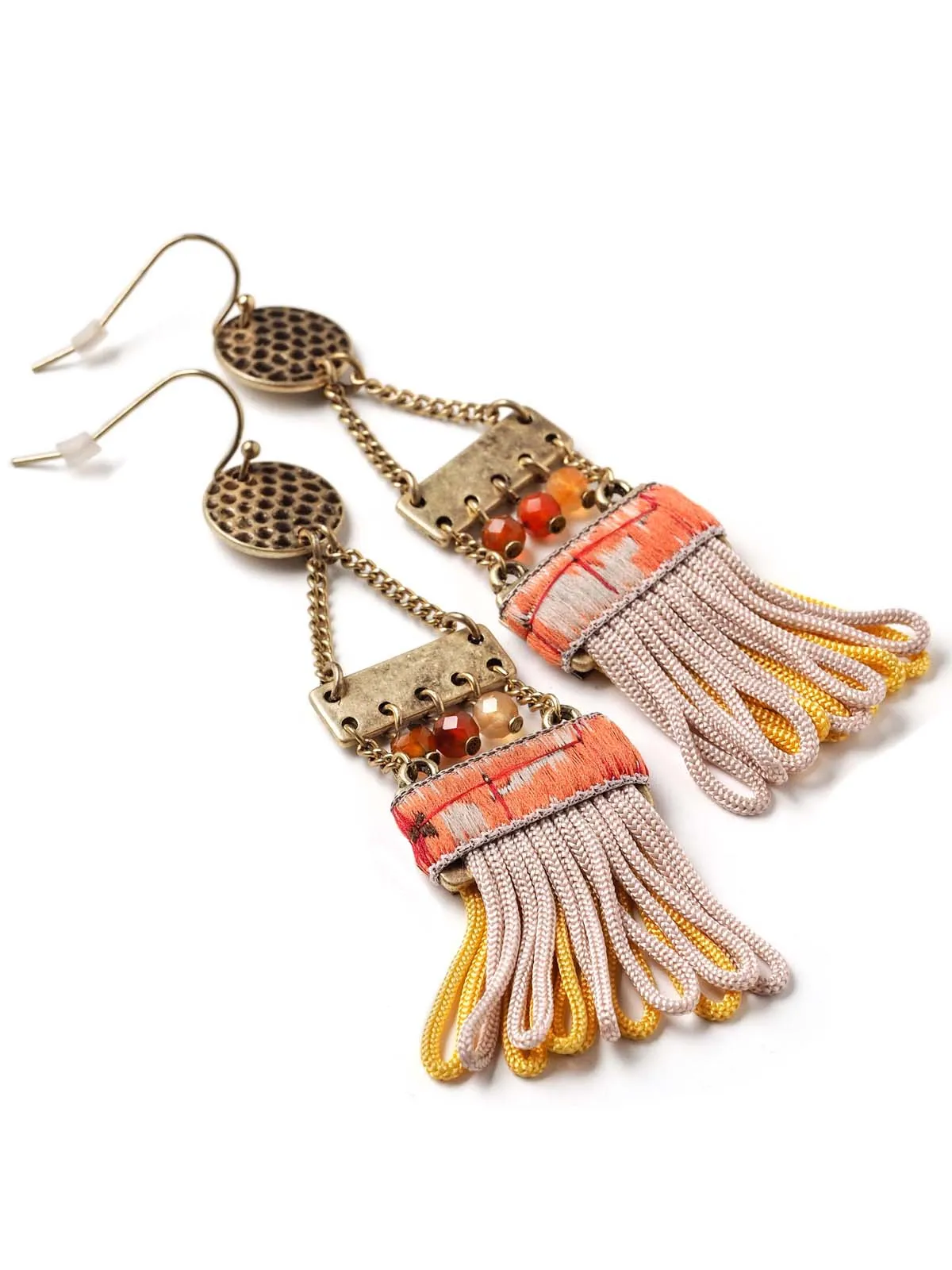 Beaded Ladder Earrings With Tassels