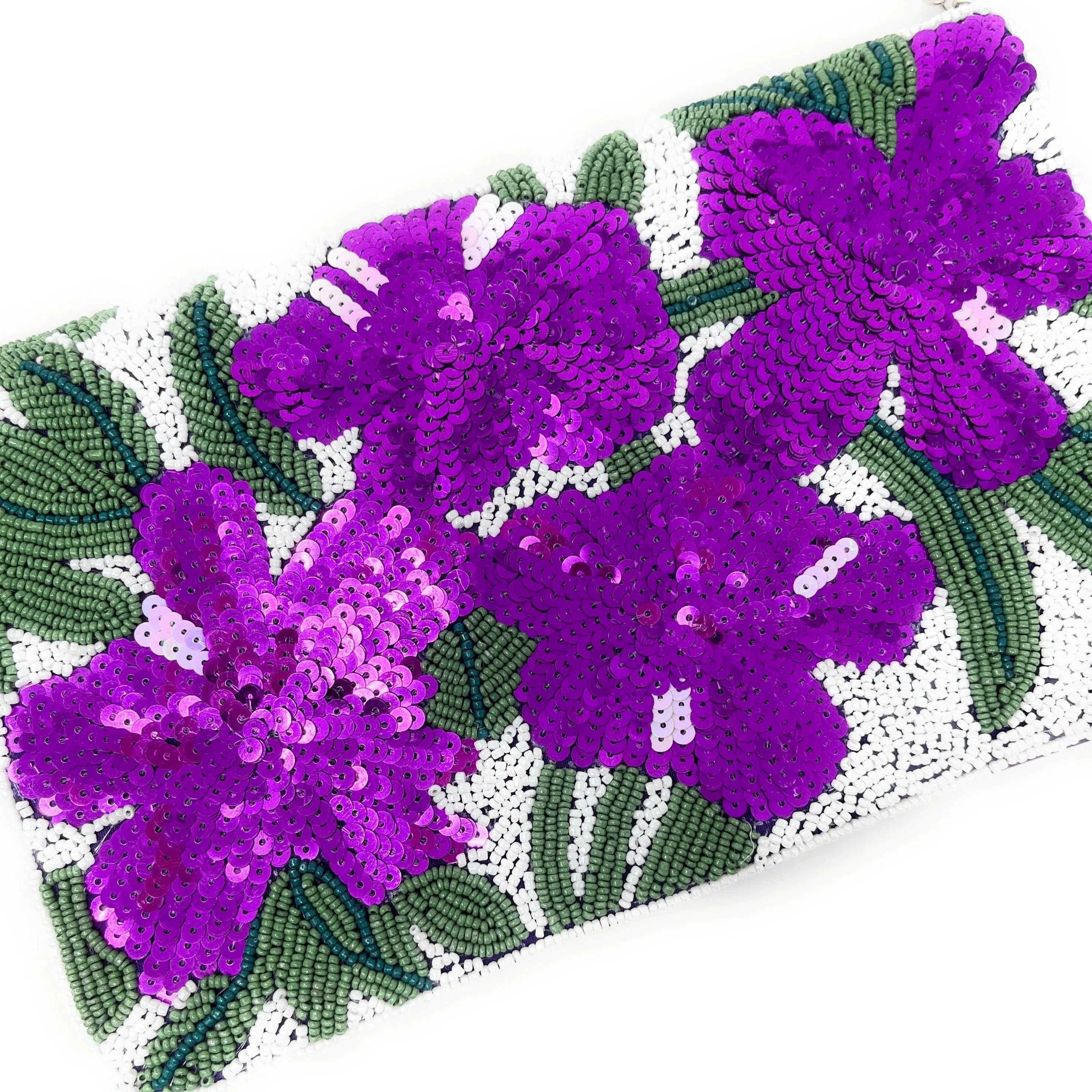 Beaded Lily Clutch Purse