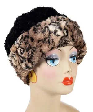 Beanie Hat, Reversible - Luxury Faux Fur in Carpathian Lynx