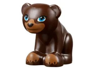 Bear, Friends / Elves, Baby Cub, Sitting with Black Nose, Dark Azure Eyes and Dark Tan Paws and Muzzle Pattern