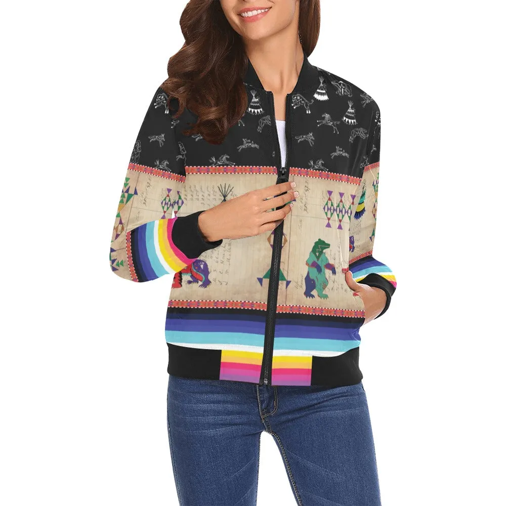 Bear Ledger Black Sky Bomber Jacket for Women