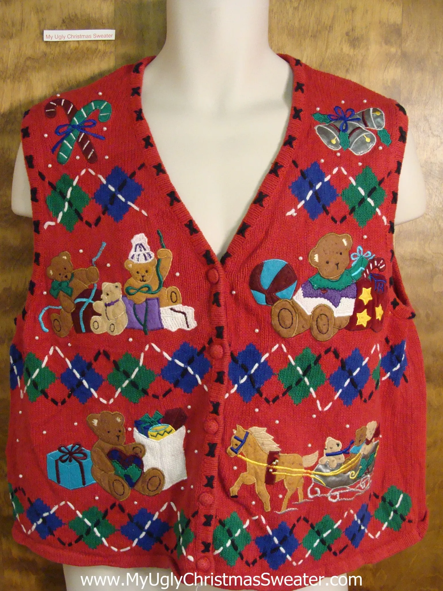 Bears and Horse 2sided Holiday Sweater Vest