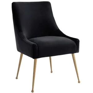 Beatrix Side Chair, Black/Brushed Gold Base