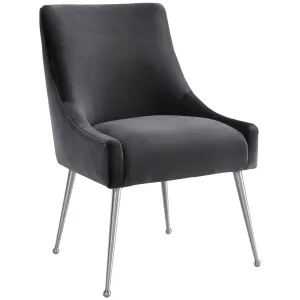 Beatrix Side Chair, Dark Grey/Brushed Stainless Base