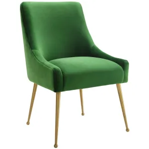 Beatrix Side Chair, Green/Brushed Gold Base