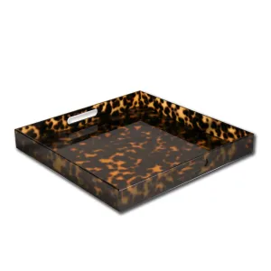 Beatriz Ball Vida Acrylic Tortoise Large Square Tray with Handles