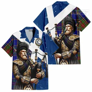 Beattie (Beatty) Tartan Short Sleeve Button Shirt with Family Crest Scottish Bagpiper Vibes