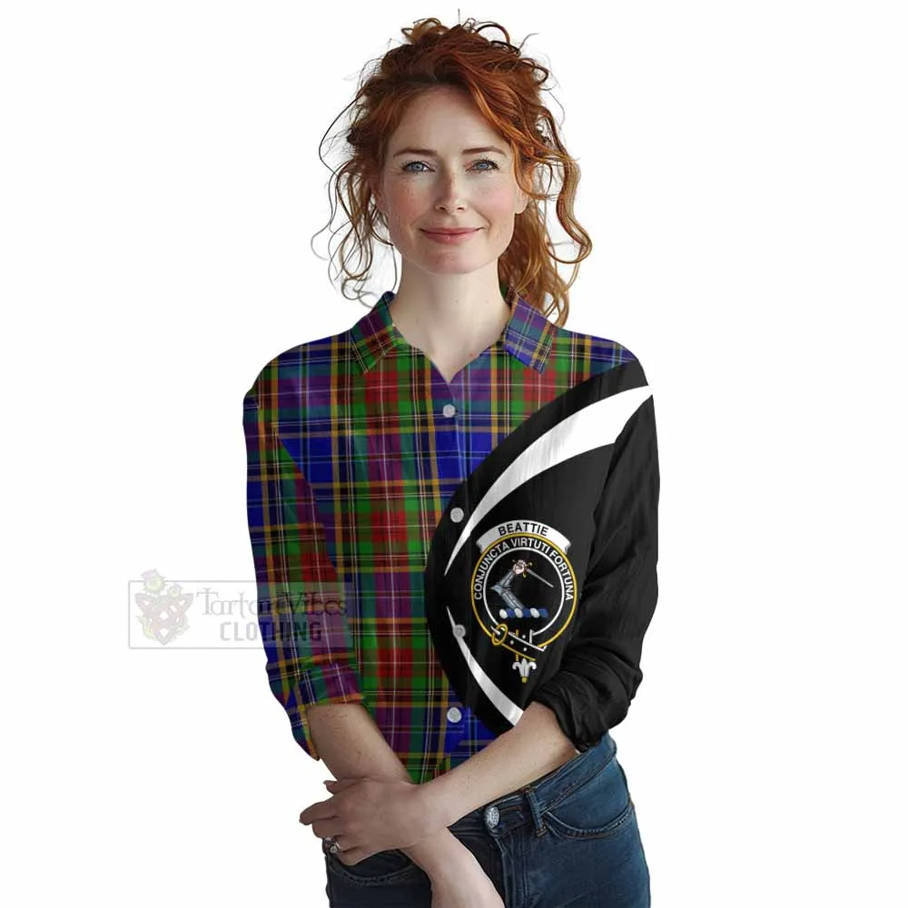 Beattie (Beatty) Tartan Women's Casual Shirt with Family Crest Circle Style