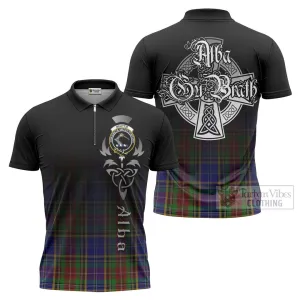 Beattie (Beatty) Tartan Zipper Polo Shirt Featuring Alba Gu Brath Family Crest Celtic Inspired