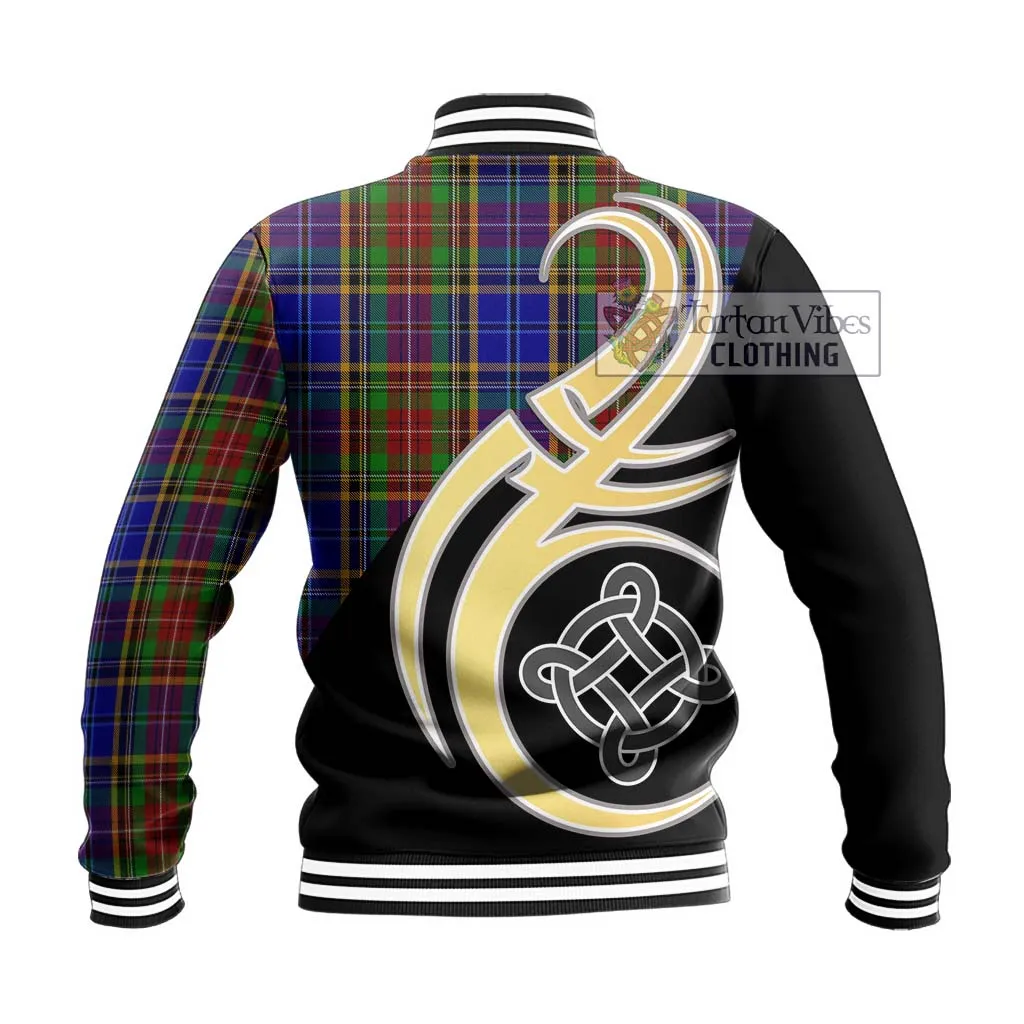 Beattie Tartan Baseball Jacket with Family Crest and Celtic Symbol Style