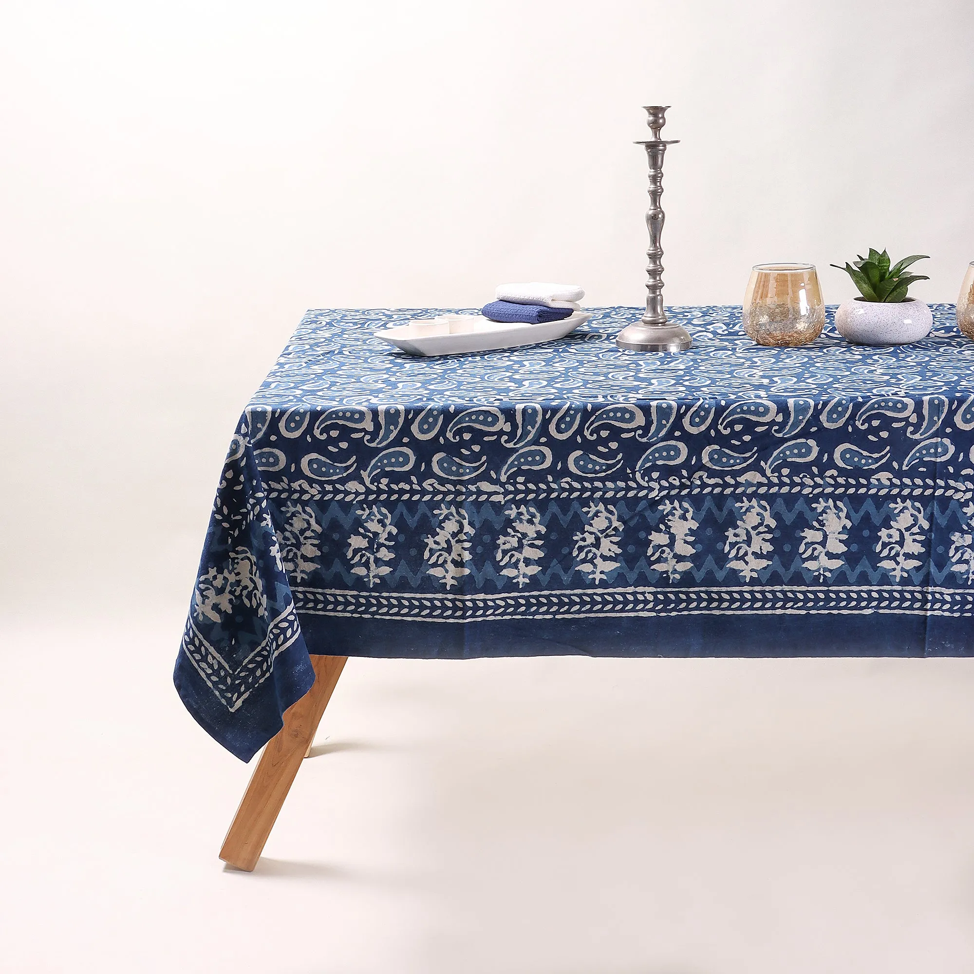 Beautiful Blue Cotton Table Cloth Cover