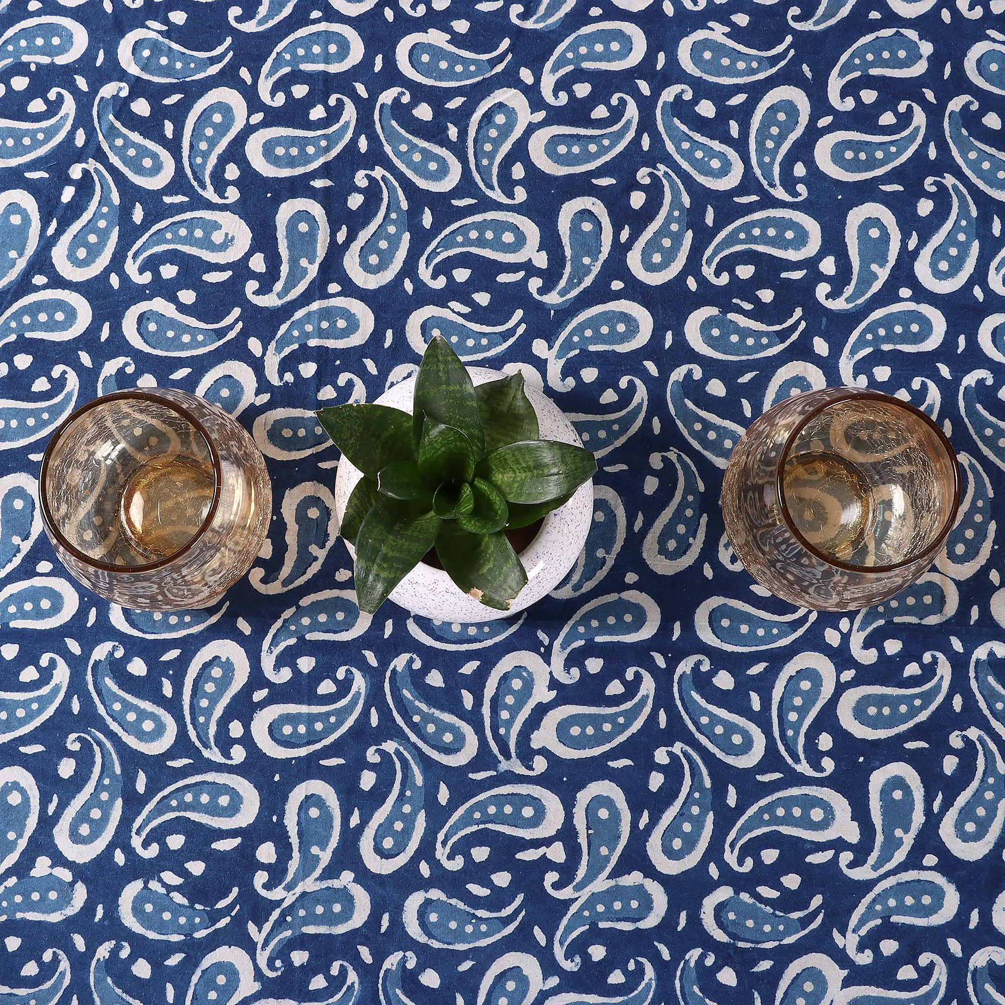 Beautiful Blue Cotton Table Cloth Cover