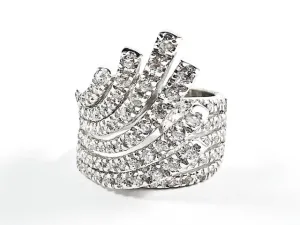 Beautiful Elegant Rising Wave Design Shape Form CZ Silver Ring