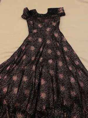 Beautiful Long Black Gown With Pale Pink Sequins