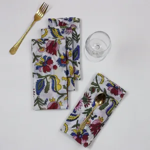 Beautiful Multicolor Floral Block Printed Cotton Napkin