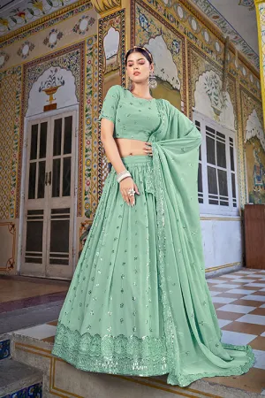 Beautiful Pista Green Embroidered Lehenga Choli