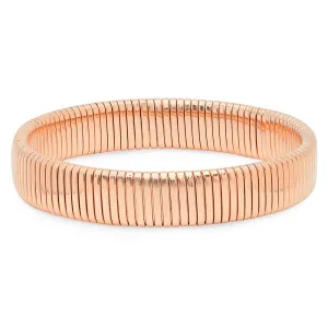 Beautiful Snake Chain Style Textured Thick Pink Gold Steel Bracelet Bangle