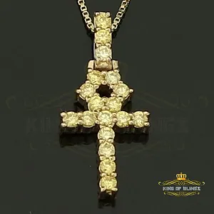 Beautiful Yellow Cross 925 Sterling Silver Shape Pendant 1.98ct Cubic Zirconia