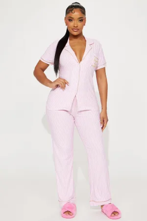 Beauty Sleep Needed PJ Pant Set - Pink/combo