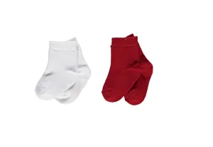 Bebetto Baby Girl Socks Ankle High White/Red 2Pk (0-36mths)