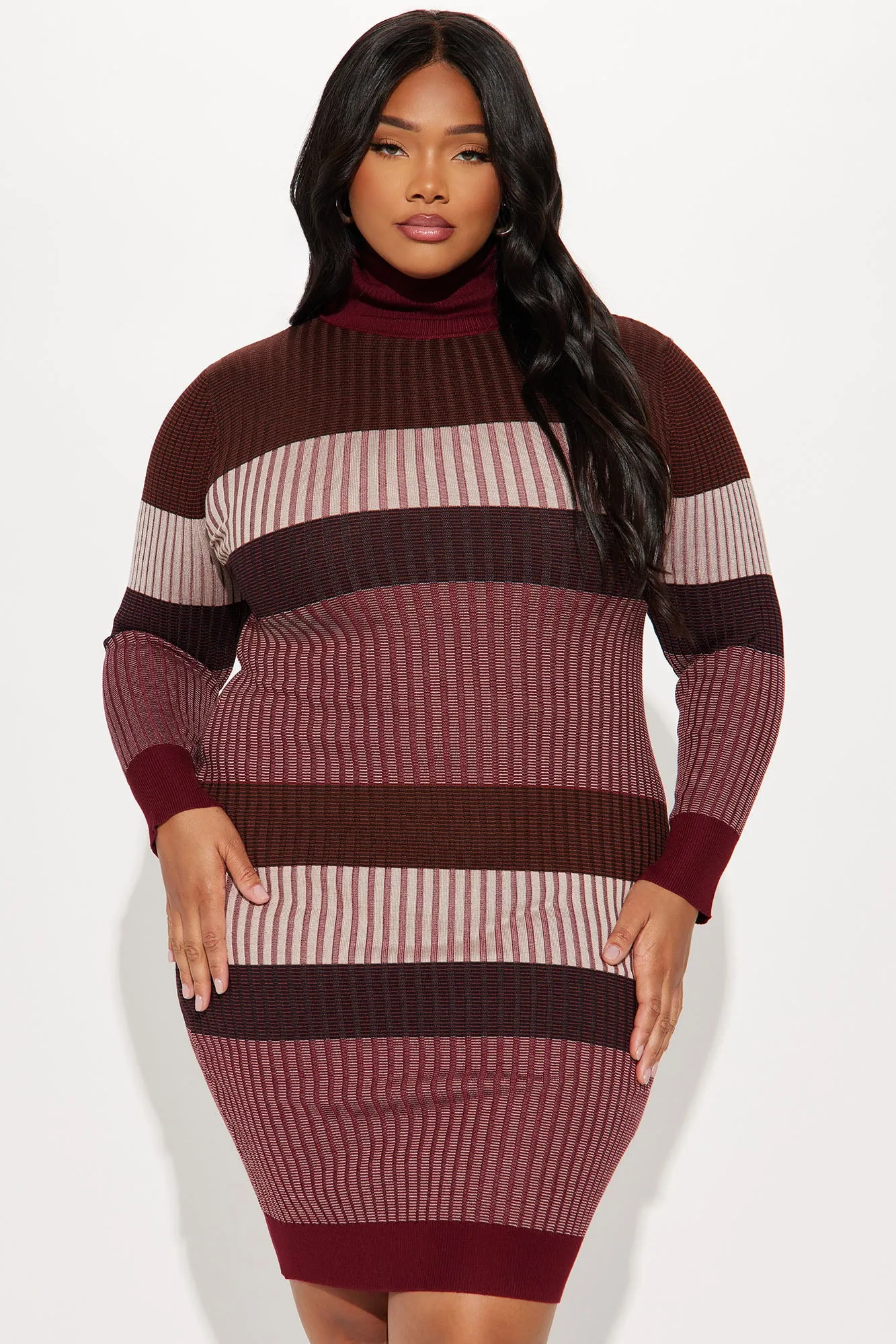 Becca Sweater Midi Dress - Burgundy/combo