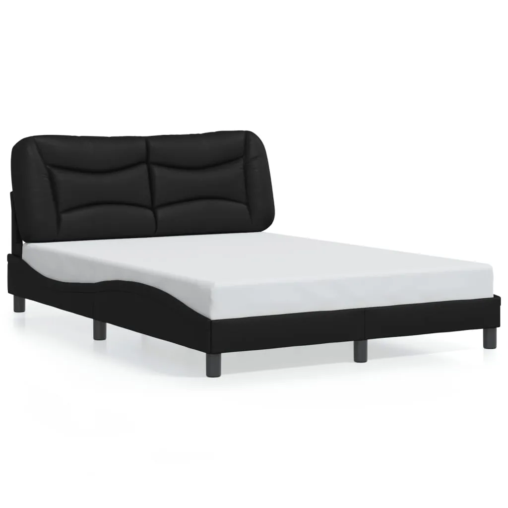 Bed Frame with Headboard Black 135x190 cm Double Faux Leather