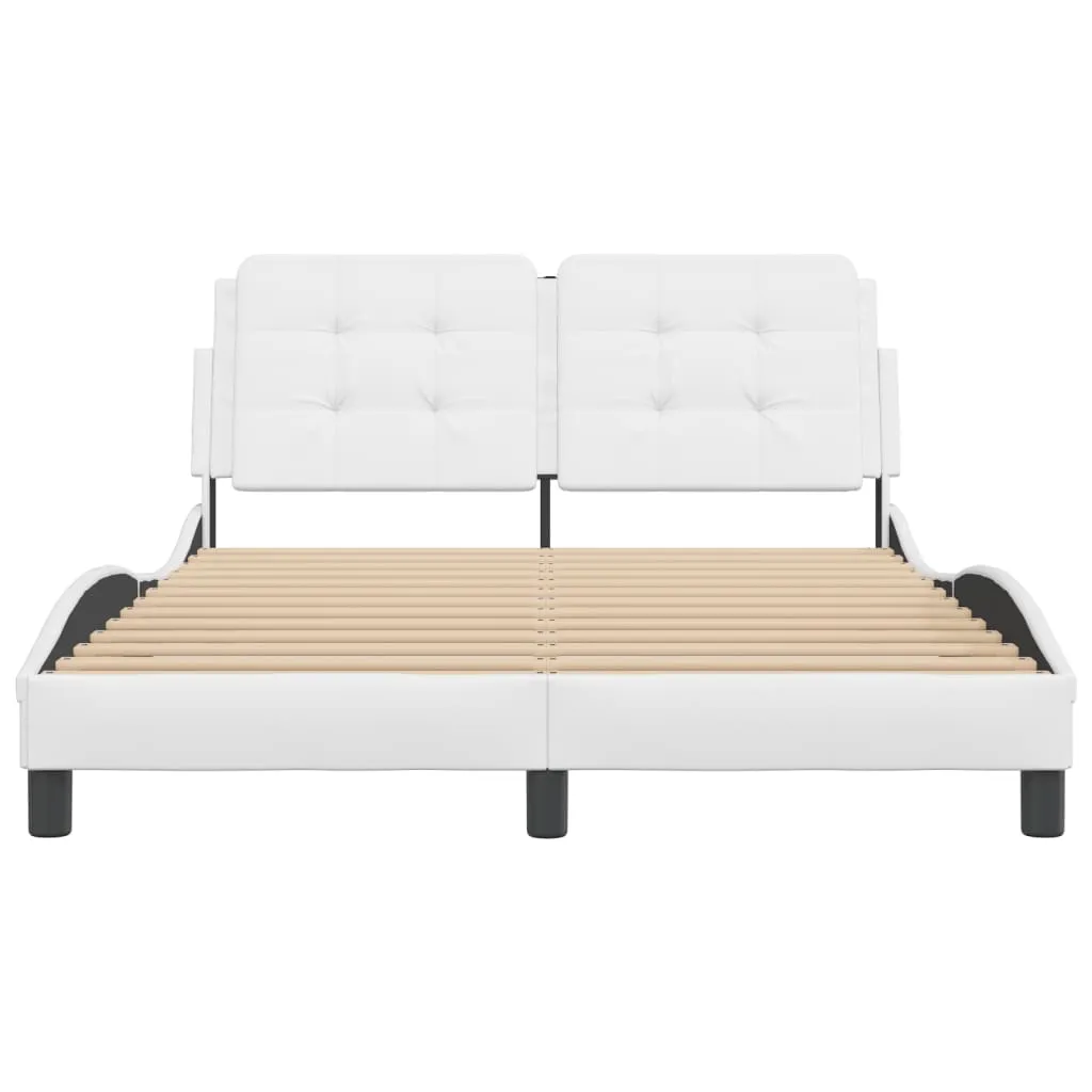 Bed Frame with Headboard White 140x190 cm Faux Leather